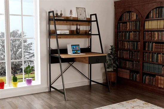 עמדת עבודה עם שולחן כתיבה וספרייה Tudo Design דגם אריאל רוחב 125 ס"מ